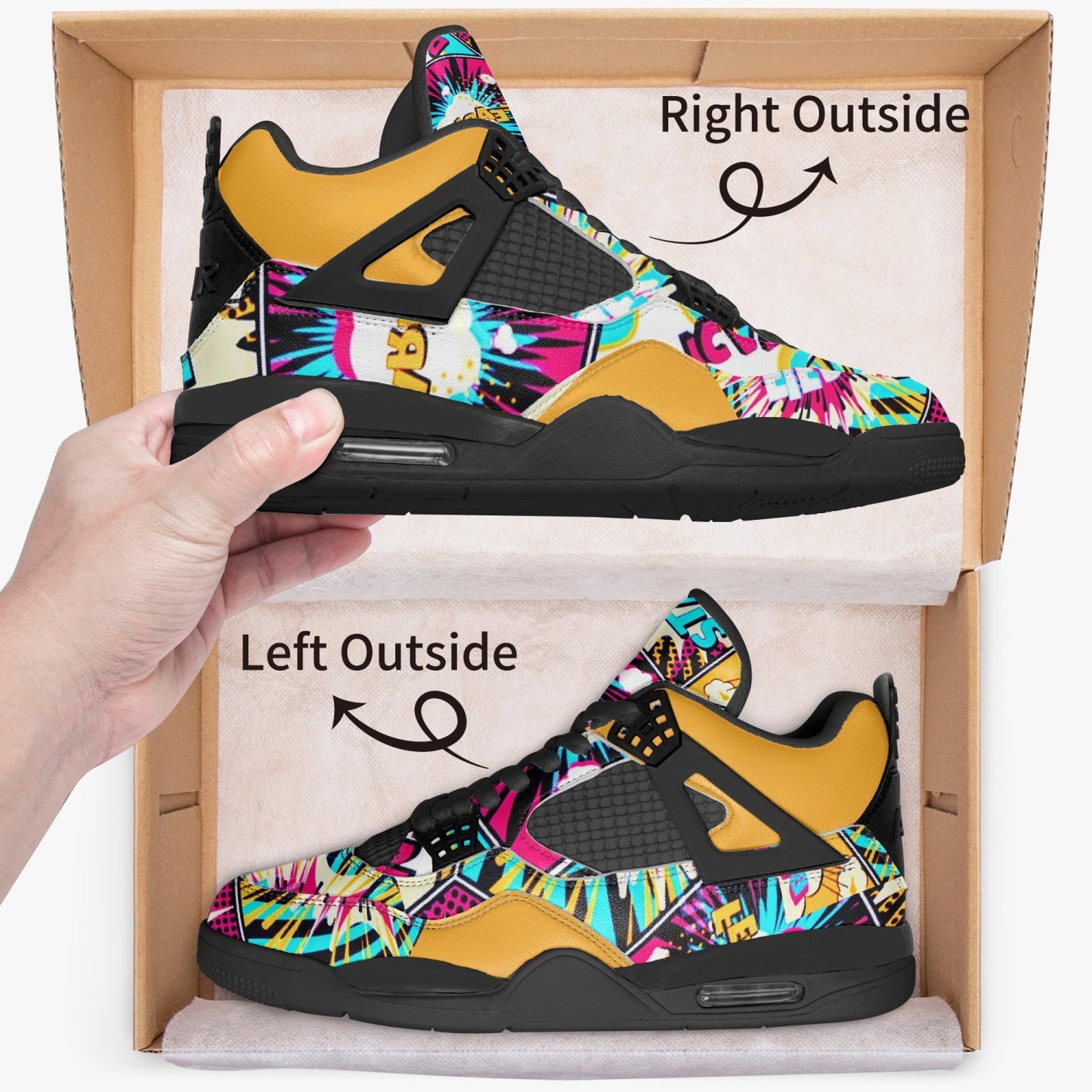698. AJ4 Basketball Sneakers -Black Sole