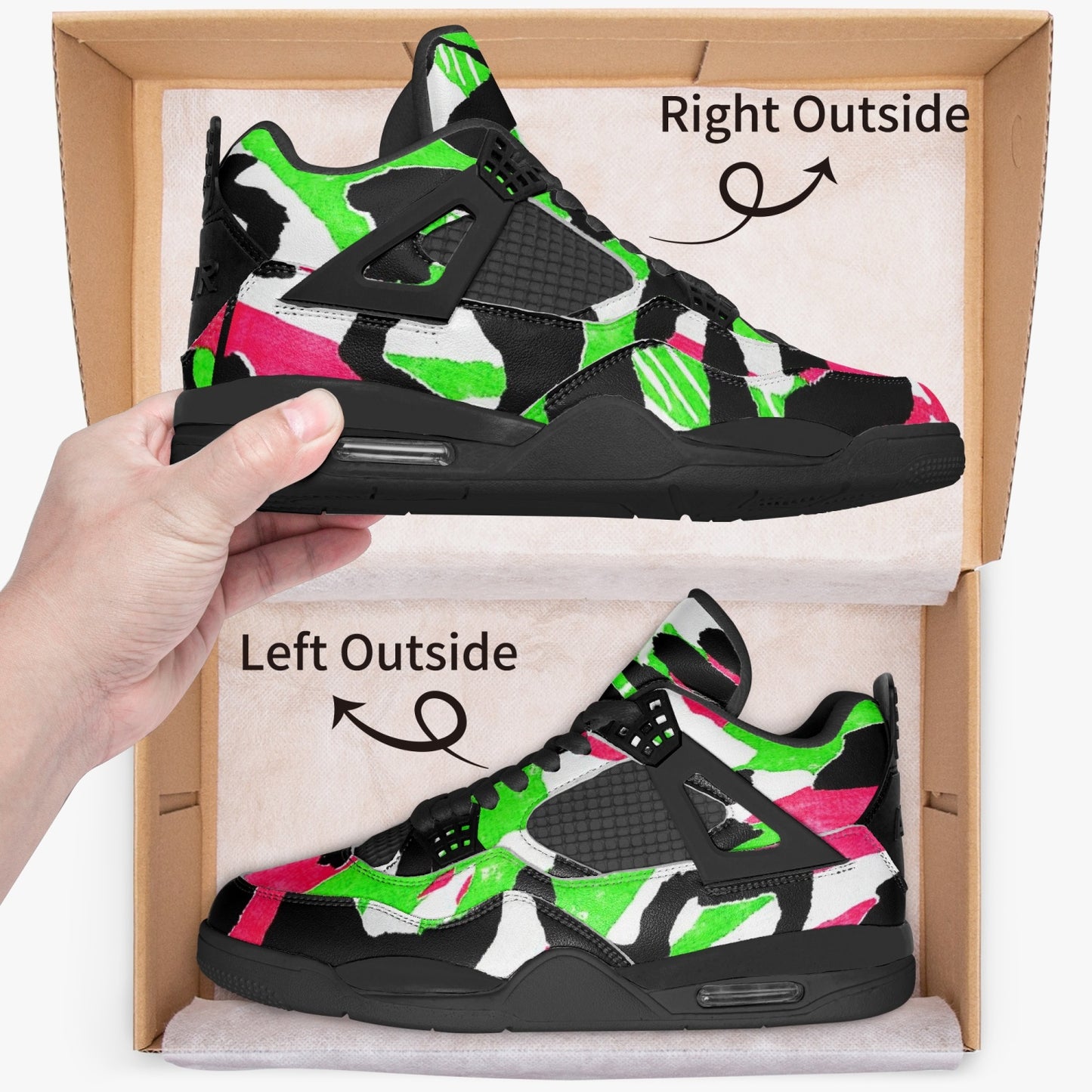 698. AJ4 Basketball Sneakers -Black Sole