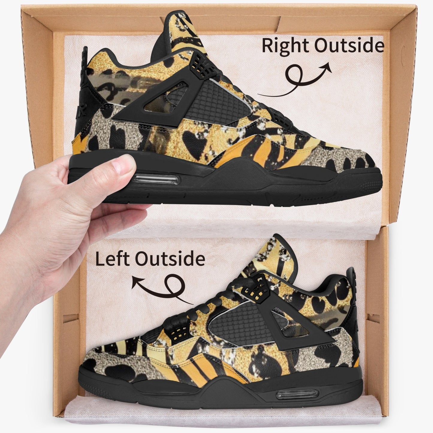698. AJ4 Basketball Sneakers -Black Sole