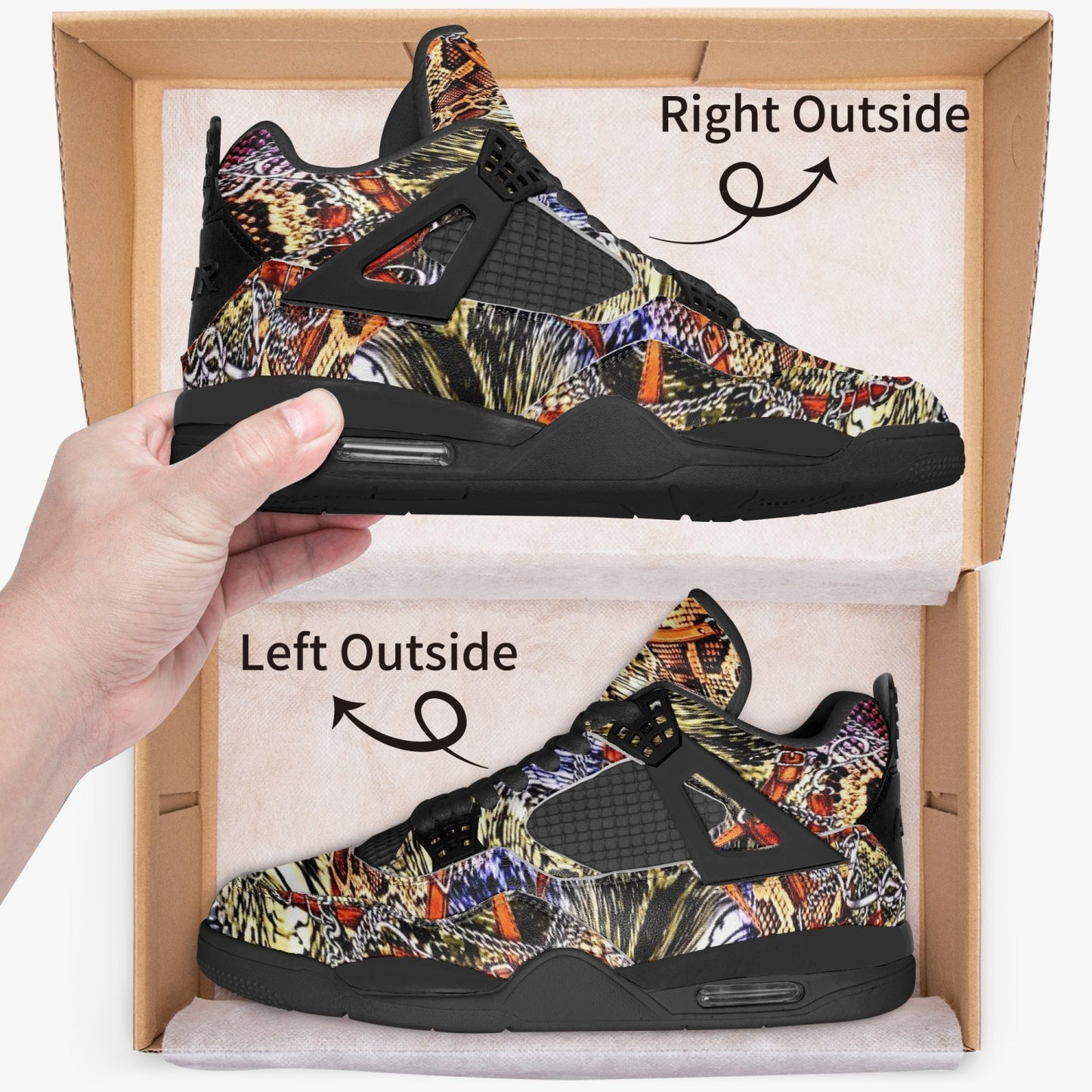 698. AJ4 Basketball Sneakers -Black Sole