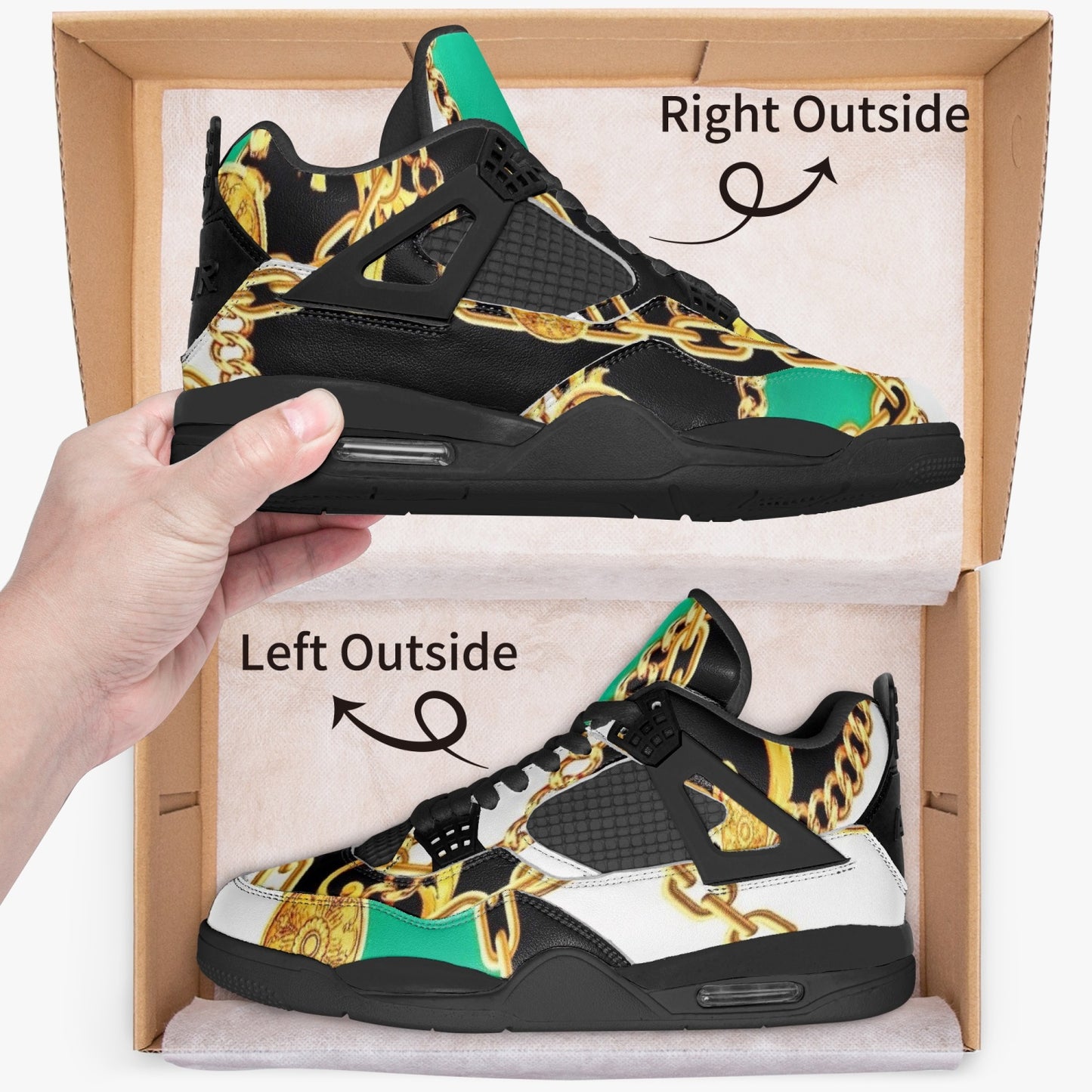 698. AJ4 Basketball Sneakers -Black Sole