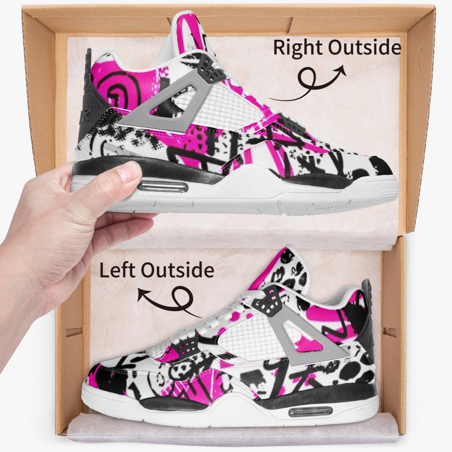 697. AJ4 Basketball Sneakers -White Sole