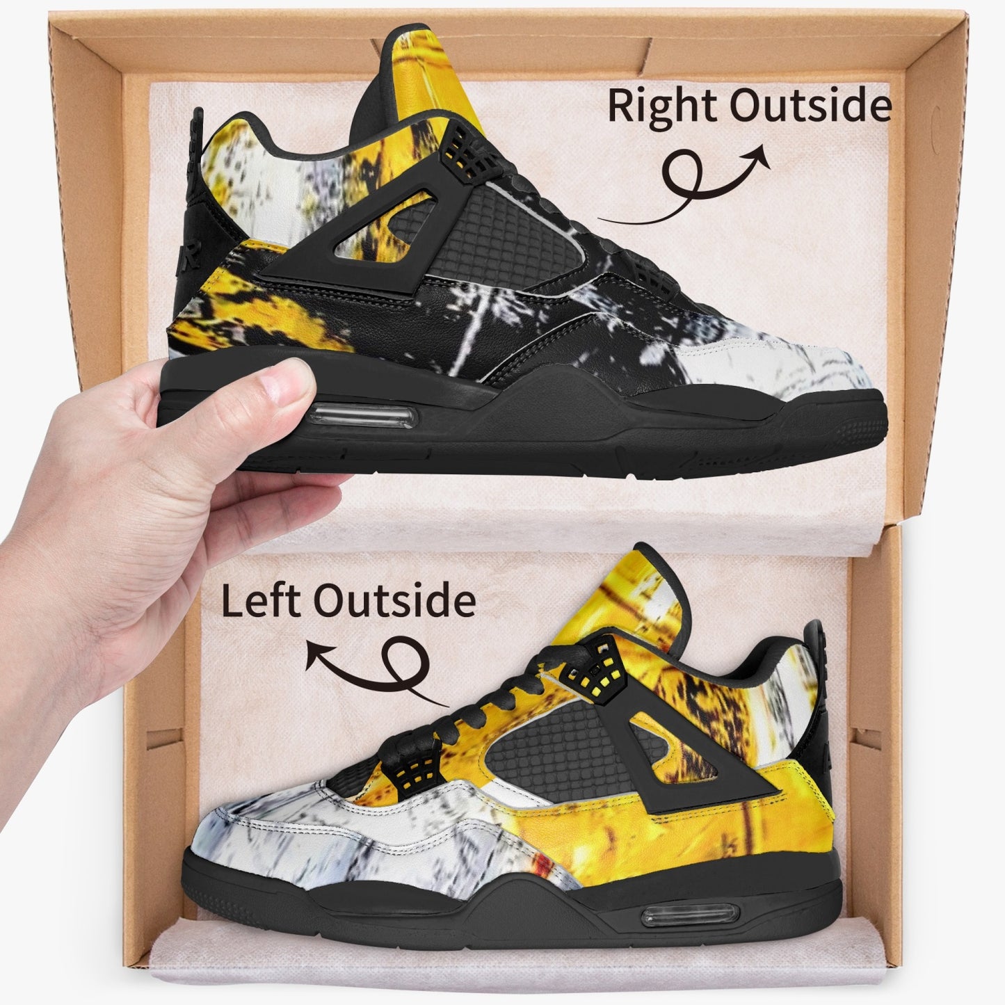 698. AJ4 Basketball Sneakers -Black Sole