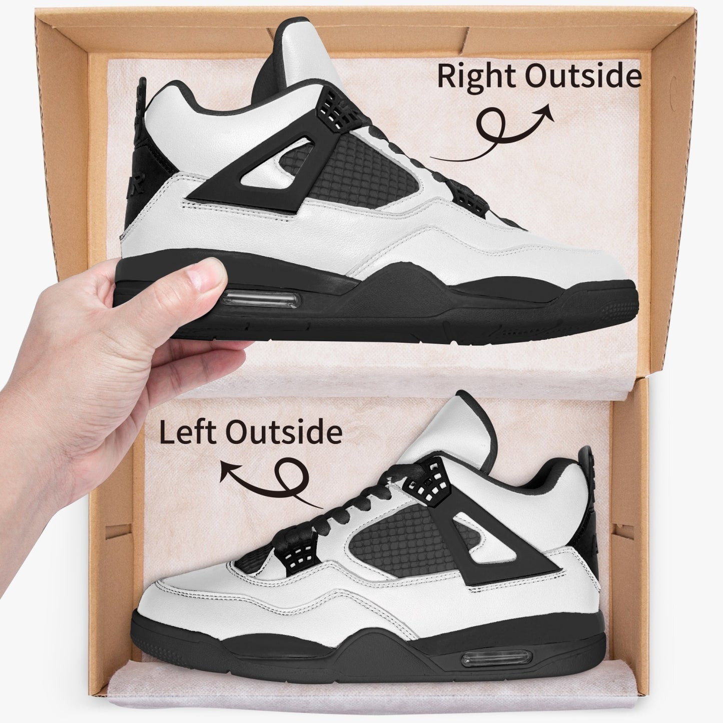 698. AJ4 Basketball Sneakers -Black Sole