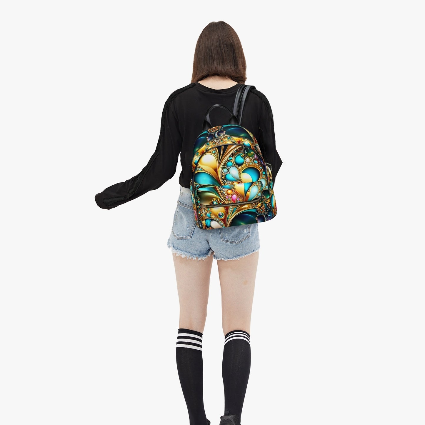 909. All Over Printed PU Backpack
