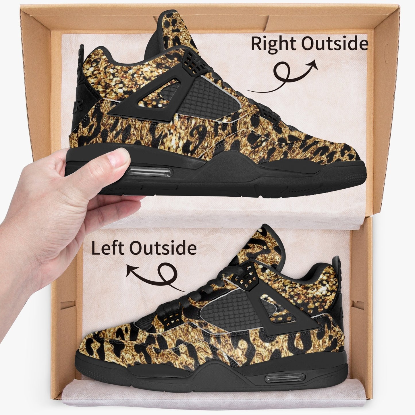 698. AJ4 Basketball Sneakers -Black Sole