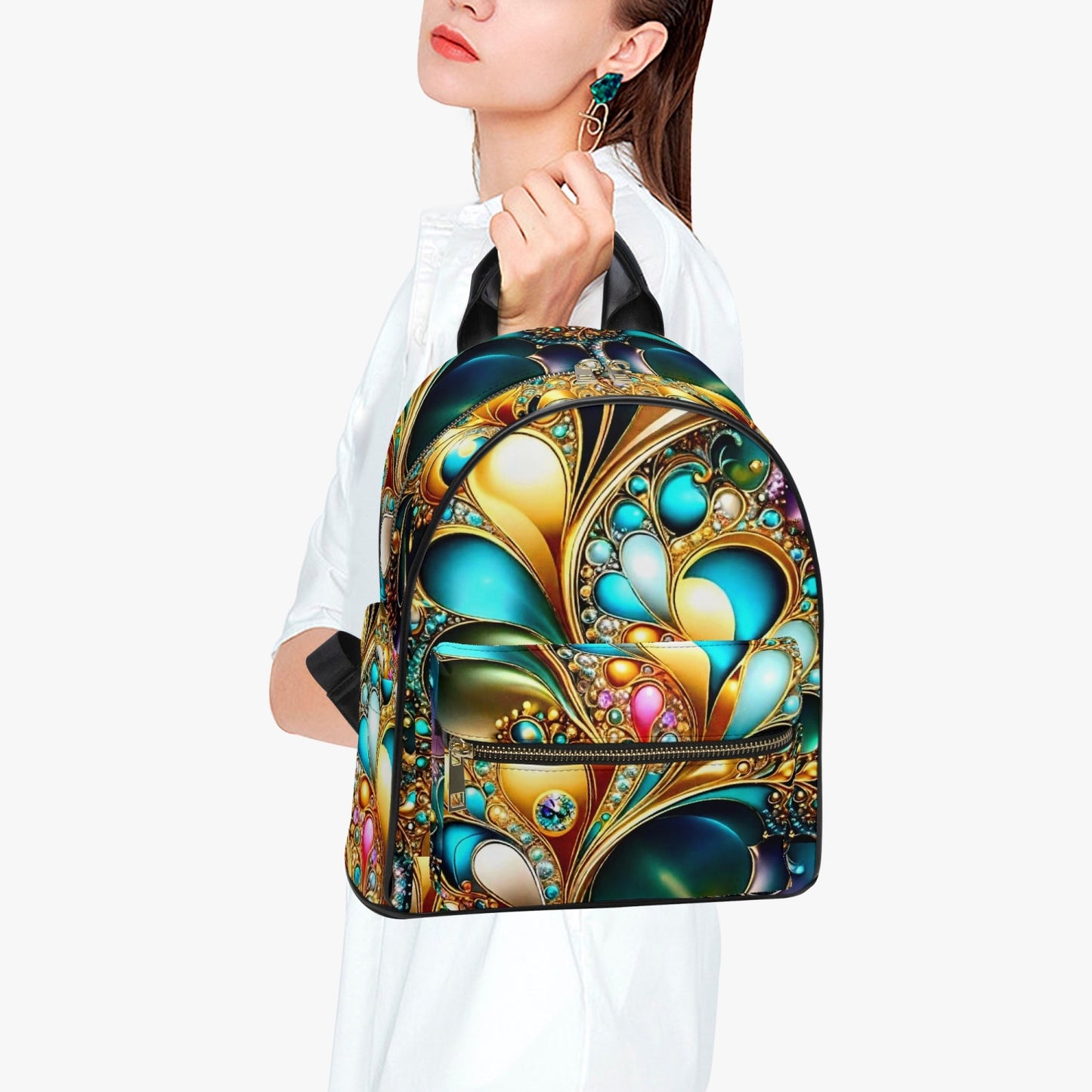 909. All Over Printed PU Backpack