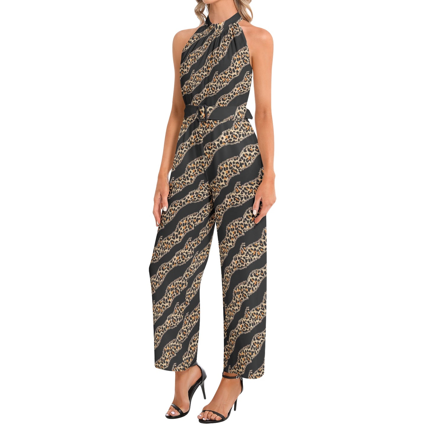 Royal Halter Neck Buckle Belted Jumpsuit 2