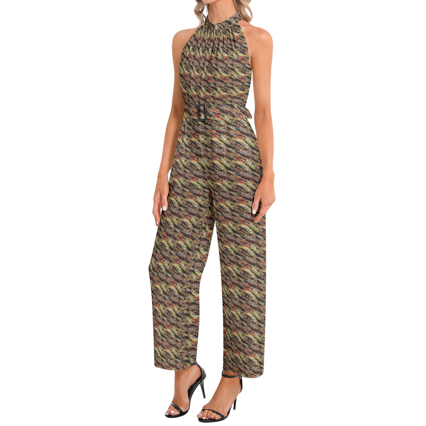 Royal Halter Neck Buckle Belted Jumpsuit 4