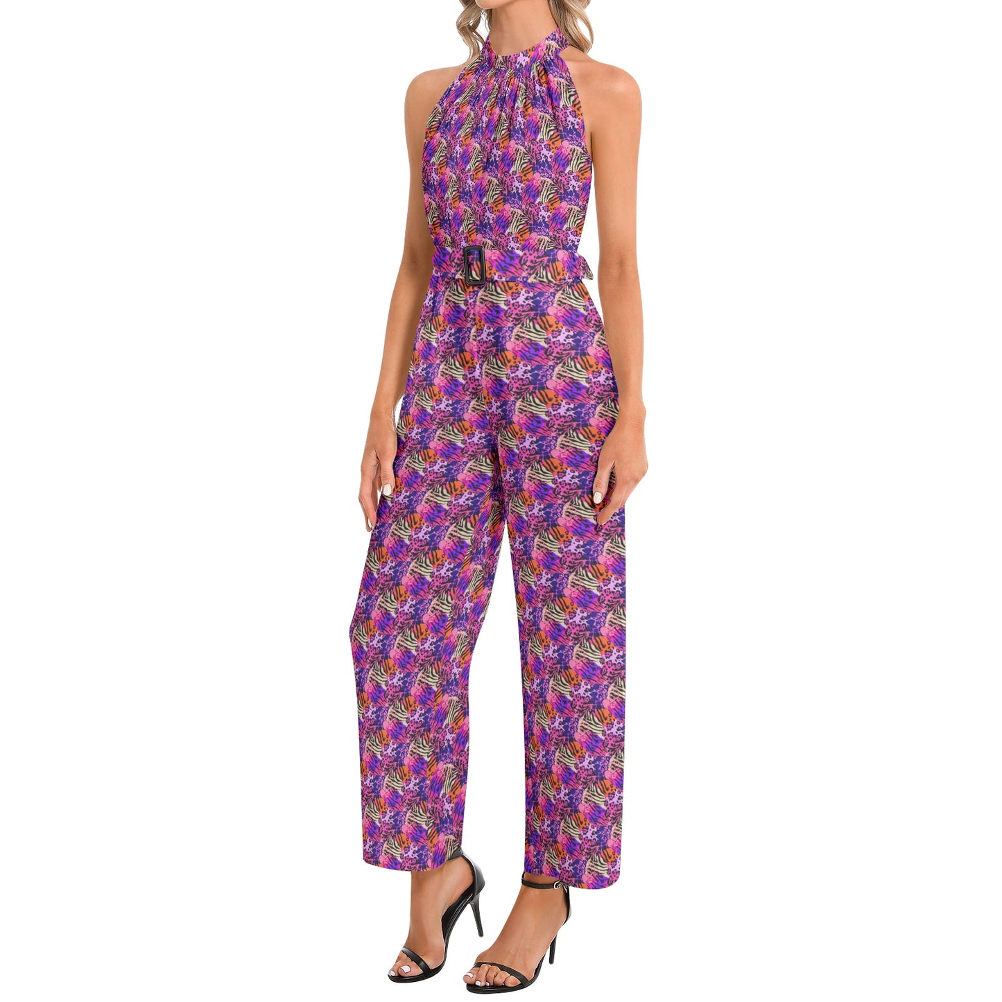 Royal Halter Neck Buckle Belted Jumpsuit 5