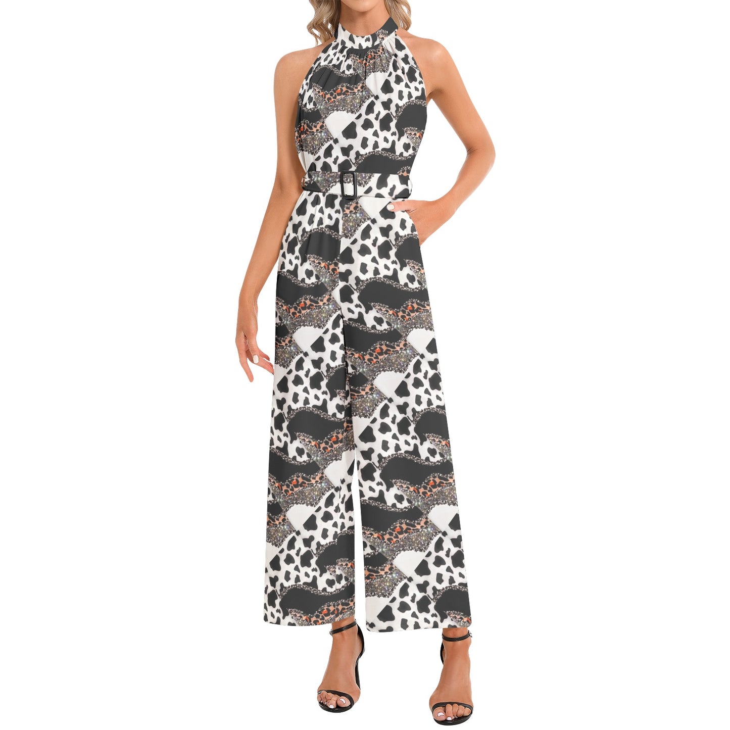 Royal Halter Neck Buckle Belted Jumpsuit 3