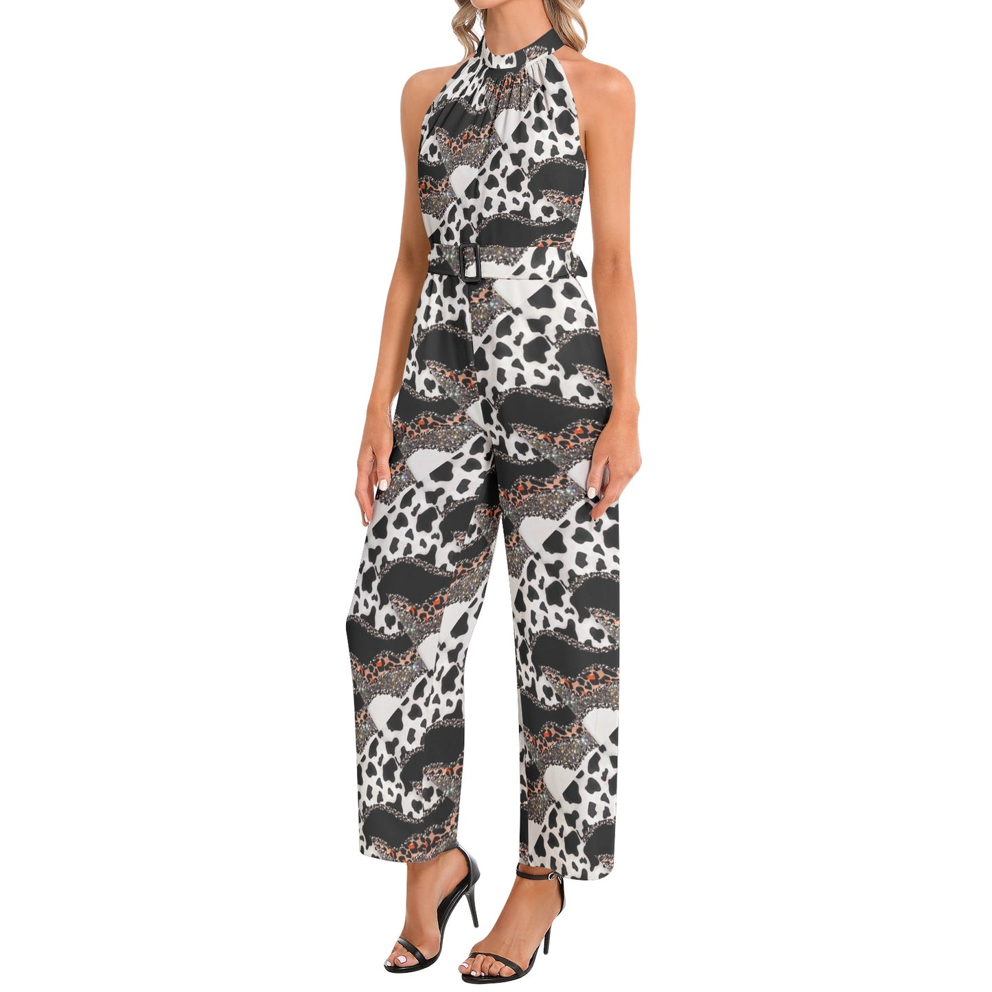 Royal Halter Neck Buckle Belted Jumpsuit 3
