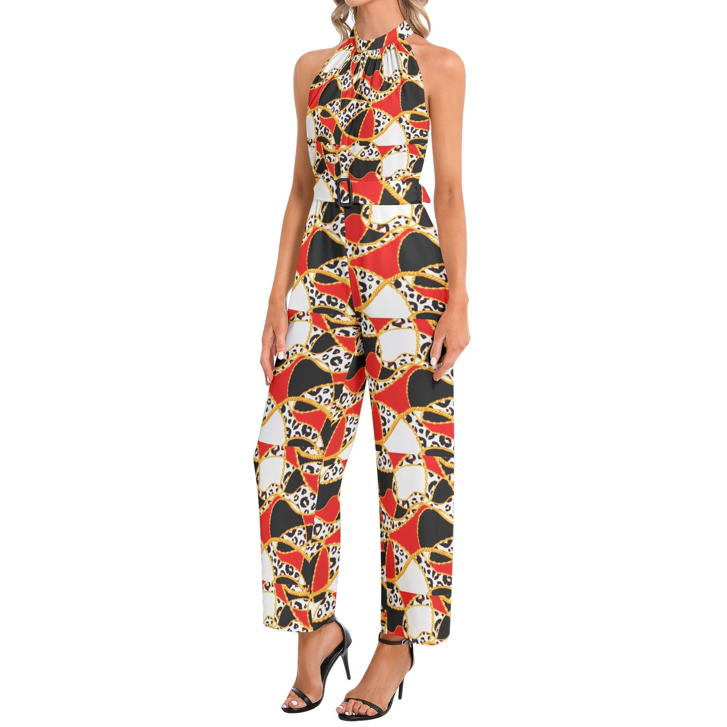 Royal Halter Neck Buckle Belted Jumpsuit 1