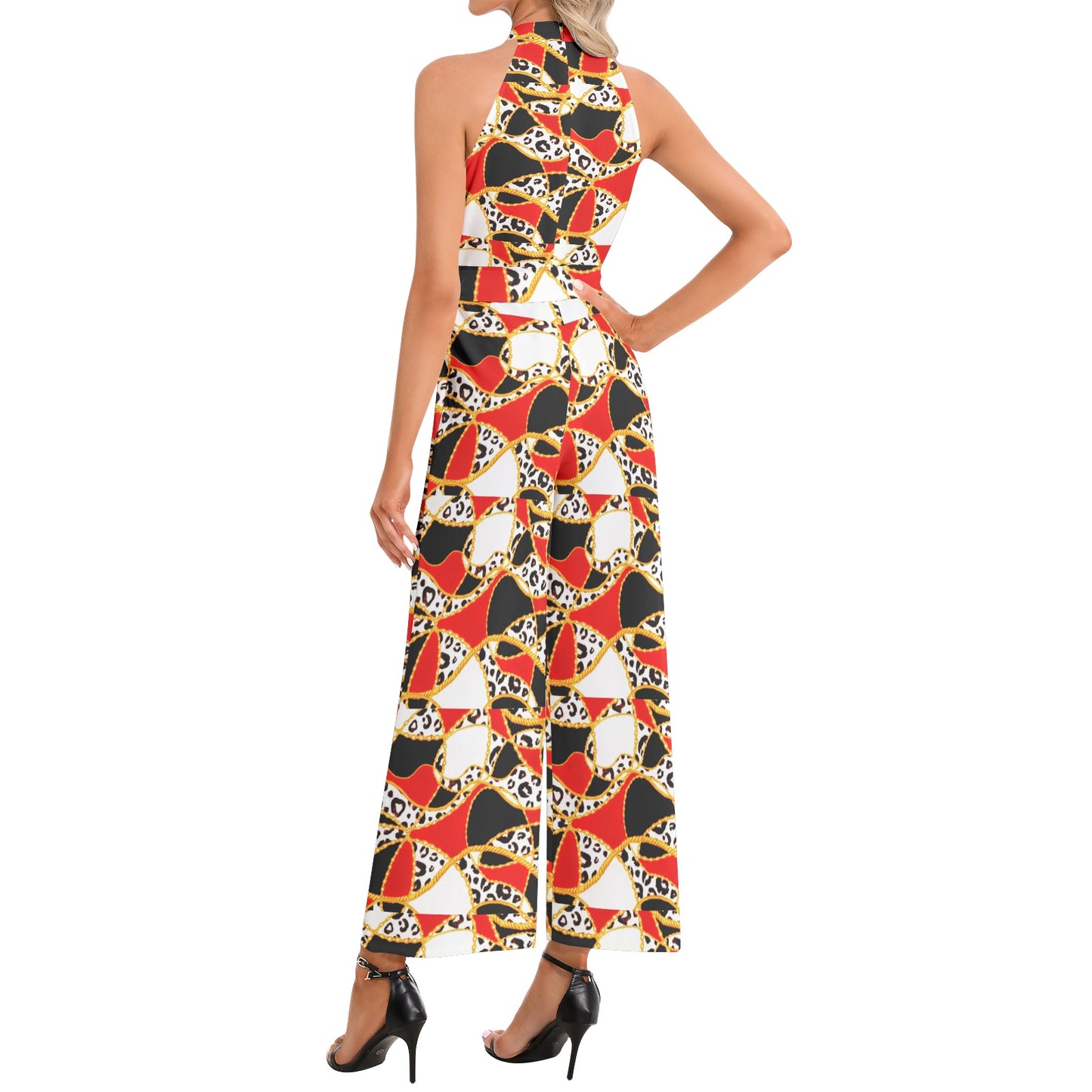 Royal Halter Neck Buckle Belted Jumpsuit 1